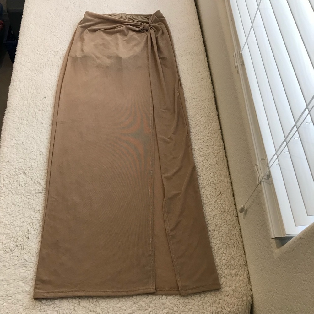 Taupe mesh skirt with built in shorts